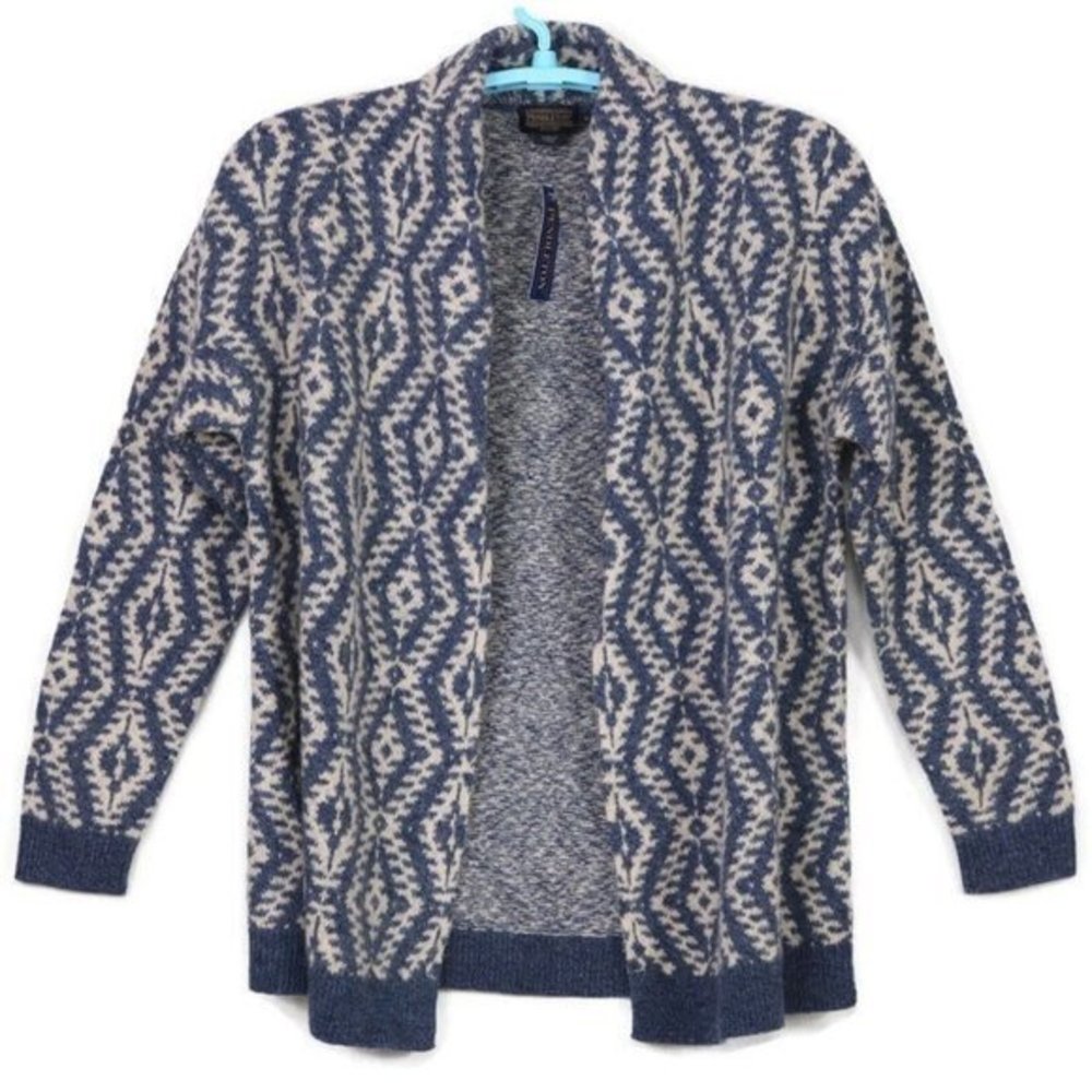 Pendleton Cardigan Sweater Merino Lambs Wool‎ Alpaca Blue M Medium